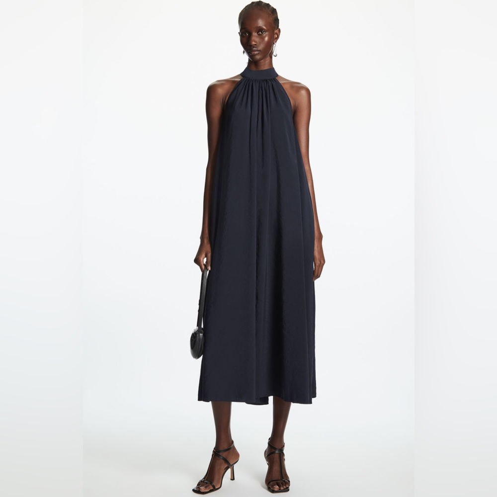 Cos Navy Halter maxi dress